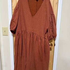 Terra&Sky Burnt Orange Midi Dress
